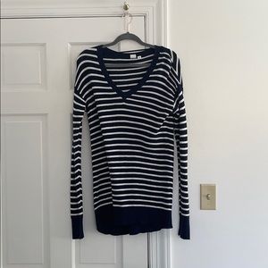 blue and white striped sweater